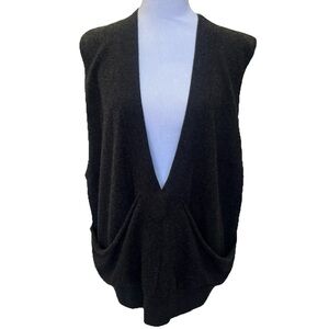 Design History Cashmere Oversized Vest Dark Gray VNeck Boho Baggy Women‎ Large